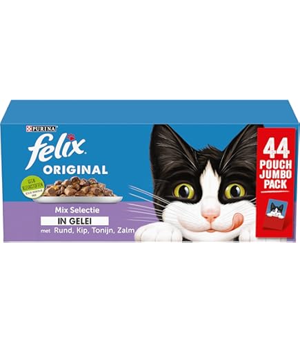 Purina Felix Sensations Natvoer voor katten met rundvlees, kip, eend, lam, 80 zakjes à 85 g, 1 stuk