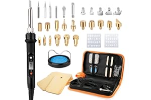 LIEBERWELL Wood Burning Pyrography Pen, 45 in 1 Soldering Iron Kit, Professional Wood Engraving Craft Tool with Pyrography Basics, LCD Display, 80W Adjustable Temperature, 29PCS Replaceable Tips for Carving