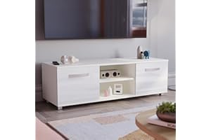 Vida Designs Cosmo TV Unit 2 Door Modern Gloss Matte MDF Living Room Cabinet Media Stand Furntiure White 120cm