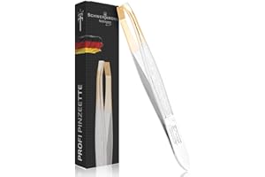 Schwertkrone Profi Solingen - Pinzas para depilar cejas (8 cm, curvadas, chapadas en oro)