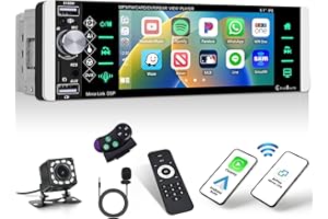 OILIEHU Autoradio Bluetooth 1 Din avec Apple CarPlay Android Auto sans Fil, 5,1 Pouces Écran Tactile Lecteur MP5 Radio avec Bluetooth FM Lien Miroir AUX-in TF Carte SWC EQ USB + Caméra de Recul