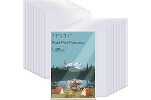 AKONEGE 12PCS 11x17 Rigid Print Protectors Hard Plastic Sheet Protectors, Clear Heavy Duty Top Loaders Menu Holder Poster Sleeves Page Protectors Frames Holder for Magazine Photo Paper Poster Prints