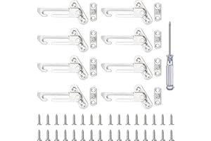 ICHOWHO 8 Packs Window Restrictor Locks,8.5 x 4.8 cm Stainless Steel Window Restrictors,Window Restrictor Hook Stainless Steel Child Safety Lock Buckle, Restrictor Safety Catch for Window Home School