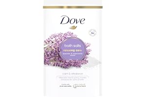 Dove Relaxing Care Lavender & Chamomile Bath Salts with skin-natural moisturisers to relax your mind & body, leaving your skin smooth & soft 900 g