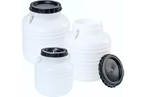 MIKONI Kunststofffass mit Griffen 10/20/30/60L Deckel Gärbehälter Deckelfass Regenfass Tonne Fass (10L)