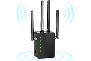 FIOAY WLAN Verstärker,1200Mbit/s Dual-Brand WLAN Repeater, 4 Antenne Repeater mit Lan Anschluss mit Repeater/Router/AP Modu, kompatibel zu Allen WLAN Geräten, WPS/WPA2, 5.8GHz 867Mbit/s und 2.4GHz 300Mbit/s