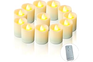 VIAIK Confezione da 12 Candele a LED Senza Fiamma, Candele Flickering Senza Fiamma con Telecomando, 100+ Ore di Durata, Candele Elettriche Finte Luci Notturne per Decorazioni Natalizie e Matrimoni candle