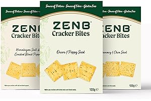 ZENB Cracker Bites - Gluten Free Healthy Snacks for Adults - Vegan Snack Variety Pack with 6g Protein per Serving, x3 Delicious Flavours (3x120g boxes)