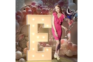 MIXIFOX 4FT Light Up Letters Birthday Decoration: Large Cardboard Letters E for Party, Marquee Letters for Graduation Decorations Baby Shower Wedding Decor, Mosaic Balloon Arch Stand Pre-cut DIY Number