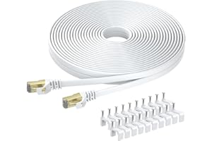 BUSOHE Cat 8 Ethernet-Kabel 20m, Hochgeschwindigkeits- Gigabit RJ45 LAN Netzwerkkabel, 40Gbps 2000Mhz Internet Patchkabel Kompatibel mit Router, Modem, PC, Laptop, Drucker (weiß)