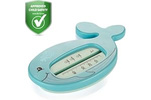 reer MyHappyBath Thermomètre de bain pour bébé en forme de baleine - Design mignon - Thermomètre de bain sans danger pour les enfants - Température de bain optimale pour la baignoire - Sans mercure -