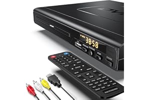 ELECTCOM PRO Lecteurs DVD pour TV Portable Qui Lisent Toutes Les Régions, Lecteur DVD Simple pour Les Personnes âgées, Lecteur CD pour Chaîne Stéréo, Câble HDMI et RCA Inclus