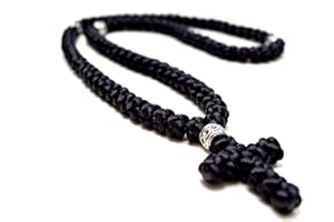 MONASTERY VODOCA Christian 100 Knot Prayer Rope Satin Cord (Black)