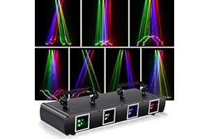 U`KING Disco Lights, UKing 4 Lens RGBY Activated DJ LED Party Lights Stage Sector Lighting Compatible with DMX512 Controller for Birthday DJ Dance Party Show (4 Holes)
