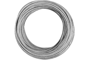 FODLON Drahtseil 3mm, 30m / 98.4ft Edelstahlseil, 7 x 7 Wire Rope Stahlseil Edelstahl, Seil aus Draht 352lbs(160kg) Allgemeine Bärenladekapazität / 1404lbs(637kg) Maximale