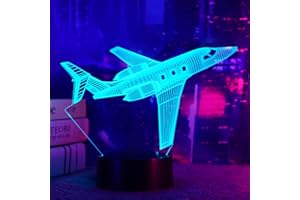 OkiyiD Airplane Night Light, Airplane Gifts for Boys, 3D Illusion Lamp with 16 Colors Remote and Touch Control, Plane Decor for Kids Room, Girls Birthday Gifts