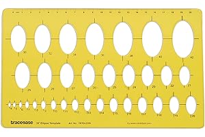 Traceease Geometric Drafting 35° Ellipse Template Drawing Stencil, Designing Template Measuring Ruler