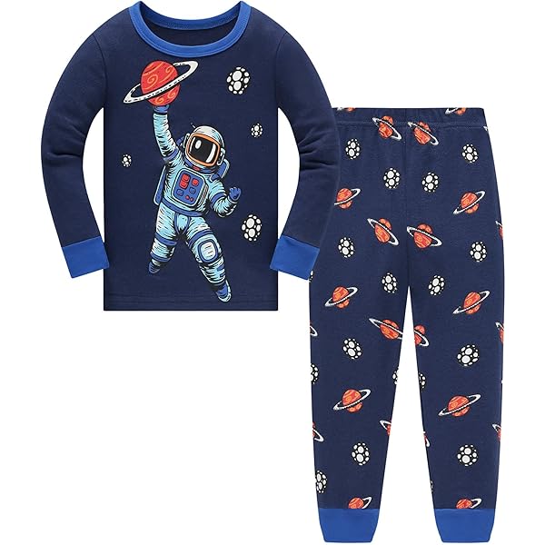 Kinder Schlafanzug Set Jungen & Mädchen - Dinosaurier, Einhorn & Bagger Design Winter Pyjama