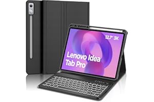 FOGARI Teclado para Lenovo Idea Tab Pro 2025 12.7", Funda para Lenovo Idea Tab Pro 2025 con Español Ñ Teclado Bluetooth Retroiluminado Desmontable para Tablet Lenovo Idea Pad Pro, Negro