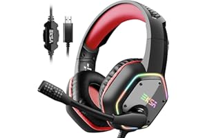 EKSA Casque Gaming, Casque Gamer USB avec Son Surround 7.1, Casque ps4 avec Micro Antibruit et Lumière RVB, Casque Audio pour PC/PS4/PS5/Laptop,