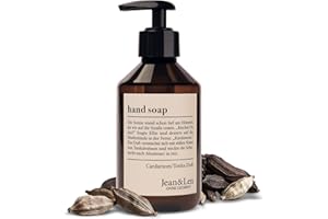 Jean & Len jabón de manos Cardamomo & Tonka, limpia las manos estresadas, apto para uso diario, jabón líquido en dispensador de bomba, fragancia exótica especiada, vegano, 250 ml
