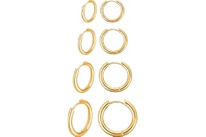 Set 4 Paia Orecchini A Cerchio Acciaio Inox Placcato Oro – Grandi 50mm, Ipoallergenici Per Donna