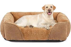 FURTIME Panier Chien, Panier pour Chien Moyen Grande Taille, Lit pour Chien Lavable Duveteux, Antidérapant Panier Chien et Ultra Doux Gris Panier Chien, Résistant à l'anxiété et Durable, 76x61x23cm