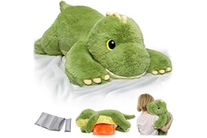 Mewaii Gewichteter Dinosaurier Plüschtier mit Mikrowellen-Wärmekissen - 2,3KG Gewichtetes Stofftier, Einstellbar, Heizbar & Kühlbar, Kuschelige Geschenke für Mädchen und Kinder (23 Zoll)