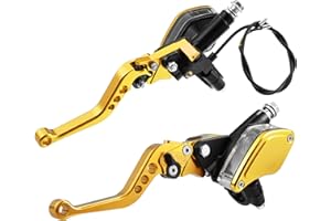 X AUTOHAUX 1 Pair 7/8" 22mm Motorcycle Brake Clutch Pump Lever Master Gold Tone