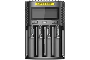 Nitecore UM4 USB Universal 4-Port Smart Charger for Li-Ion/Ni-MH/Ni-Cd/IMR 26650 22650 21700 20700 18650 18490 18350 17670 17500 17335 16340 RCR123 14500 10440 AA AAA AAAA