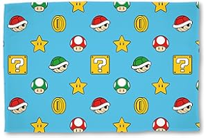 Character World Nintendo oficjalnie licencjonowany koc polarowy Super Mario, super miękka, ciepła narzuta, kontynuacja gier, idealny do sypialni, na kemping i nocowanie