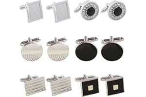 DKDDSSS 6 par mankietów męskich, personalizowane spinki do mankietów męskich, klasyczne spinki do mankietów na wesele i biznes, vintage spinki do koszuli, na garnitur, koszulę, wesele, biznes, jeden