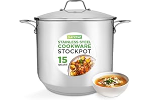 Nutrichef Marmite-Faitout Inox-14 Litres- 18-8 Qualité Alimentaire Résistant Tous Feux-Induction-Grand- Faitout-Grande Marmite avec Couvercle Transparent, Compatible Lave-Vaisselle