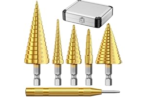 VIRTUDRILL Stufenbohrer, Stufenbohrer Metall, Titanbeschichteter HSS, Kegelbohrer, Stufenbohrer Set, Stufenbohrer 6-60mm, 4241-4-12mm / 3-13mm / 4-20mm / 5-35mm / 4-32mm - für Blech Metall Holz Kunststoffe