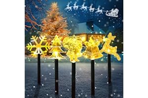 MEISHANG Ozdoby ogrodowe LED, 5 sztuk, oświetlenie bożonarodzeniowe, do użytku na zewnątrz, akrylowe, oświetlenie ogrodowe, Boże Narodzenie, oświetlenie bożonarodzeniowe, do ogrodu, na zewnątrz, zasilanie