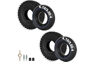 WATODAY 4,10/3,50-4 pneus et chambres à air avec tige d'angle pour le remplacement de la souffleuse à neige de chariot, 4,10-4 410-4 pneus de tondeuse à gazon kart générateur de chariot Baja bladez, Set de 2