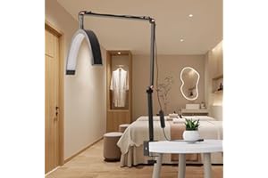 PNETERG Lampada Estensione Ciglia 110 V/240 V LED 20 W Mezza Luna, Ungheria Tavolo, Professionale Da Piede per La Cura Degli Occhi (Nero)