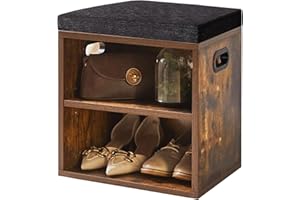 YMYNY Panca Scarpiera con cuscino, Porta Scarpe a 2 livelli con sedile imbottito, armadio regolabile Shoe Organizer per ingresso, soggiorno, corridoio, armadio, 42H*39L*28Wcm, marrone rustico,HBD028H