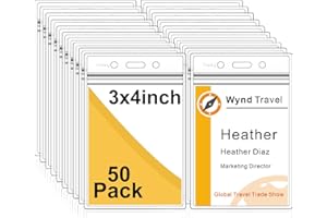 Fushing Pack de 50 plástico transparente vertical Badge titulares, nombre Tag titulares, titulares de la tarjeta (L)