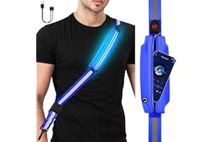 Fitense Cinturón Reflectante LED, 5 Colores & 3 Modos Chaleco reflectante LED Visibilidad para Caminar Nocturna, Equipo de Carrera Iluminado Recargable con Correas Ajustable para Hombres,Mujeres,Niños