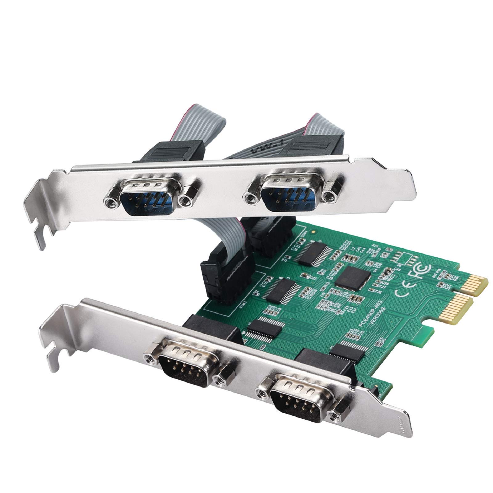 MZHOU PCI-Express PCIe Expansion Card - 1X Serial COM interfaces - COM Port RS232 Interface - Adapter Converter Card, RS-232 Module with 4 Connections, 18-pin