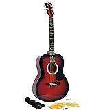 Martin Smith W-100 Acoustic Guitar Package with Strings, Plecs, Strap - Red