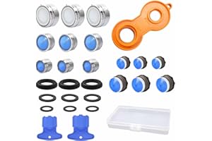 BOUGPENG 15 Stück Strahlregler Wasserhahn M24 M22 M21 M18 Außengewinde Perlatoren für Wasserhähne Aufsatz Coin Slot Perlator Einsatz Wassersparend Sieb mit Schlüssel Luftsprudler Filter für Küche Bad