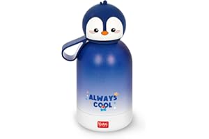 Legami - Bouteille d'eau pour enfants Hot&Cold BFF, Penguin, double couche en acier inoxydable 18/8 avec fermeture hermétique, garde le chaud pendant 12 h et le froid pendant 24 h, capacité 310 ml