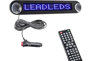 Leadleds Dc 12v Remote Led Car Sign Programmable Scrolling Message Sign Board for Car, Shop, Store (Blue)