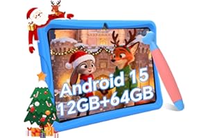 TABWEE Tablet Niños 10 Pulgadas, Android 15 Tablet, 12GB RAM +64GB ROM (2TB Expandible), WiFi 5G, Bluetooth 5.0, 5000mAh, Control Parental, Tableta Educativa para Niños con Funda Eve