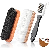 Set Di 3 Spazzole Per Scarpe Scamosciate E Pelle - Con Gomma Pulente - Foto 5