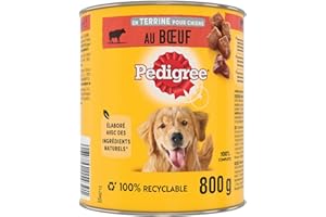 PEDIGREE Repas pour Chien - Boîtes en terrine Adulte au Boeuf et aux Carottes 12 x 800g