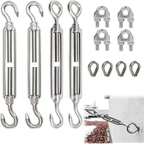 2 Pezzi Tenditore Filo Regolabile, M6 Tenditore Corda Con 2 Gancio, Tenditori In Acciaio Inossidabile 304, Tenditori Occhiello Per Cavi In Acciaio, Per Tensionare Le Corde E Regolar