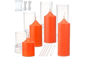 MILIVIXAY 4 stampi per candele a pilastro, per realizzare candele, stoppini lunghi 18,3 m, 4 supporti per stoppini, uno stampo sigillante e un filo di piombo inclusi come regalo